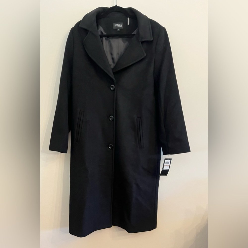 Jones New York Women's Single-Breasted  Coat, Size 12, Color Black
